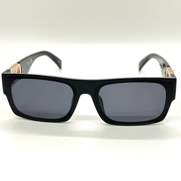 Men Sunglasses Dark Black Lens Retro Flat Lens Square Hip Hop Style Classic Gold - Picture 3 of 3
